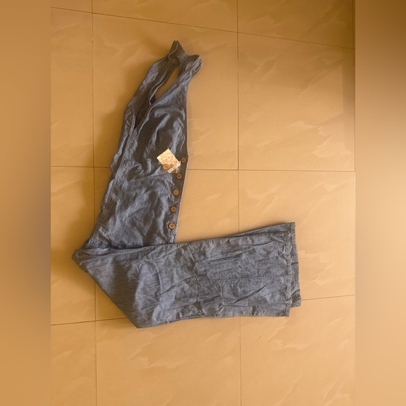 Free People Women's Blue Dance All Night Open Back Jumpsuit size 12 - Picture 8 of 16